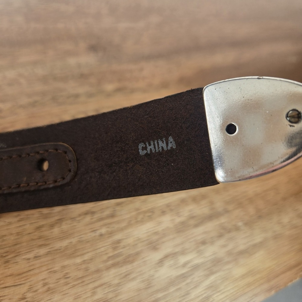 Brighton Leather Belt Sz 36 Brown Western Concho‎ Silver Buckle Boho Rodeo Flaw - Picture 7 of 16